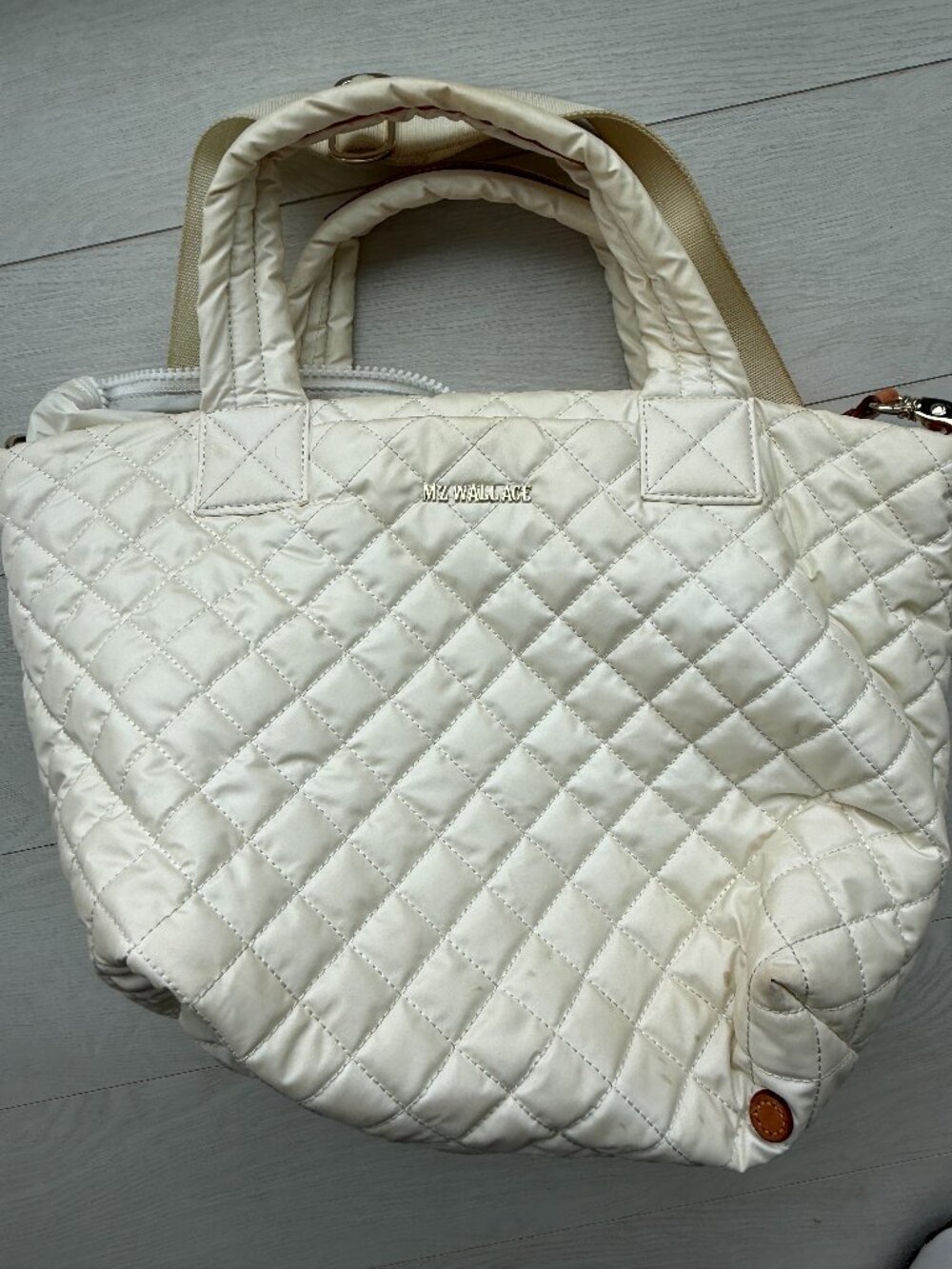 MZ Wallace Quilted nylon tote Sutton deluxe tote Small Pearl color